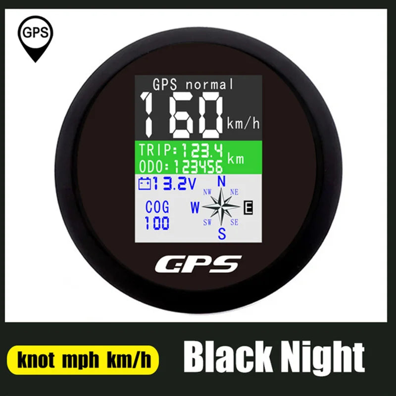 85 mm GPS-speedometer med justerbar tripmåler, voltmeter og TFT-skjerm – for båt, bil og påhengsmotor.