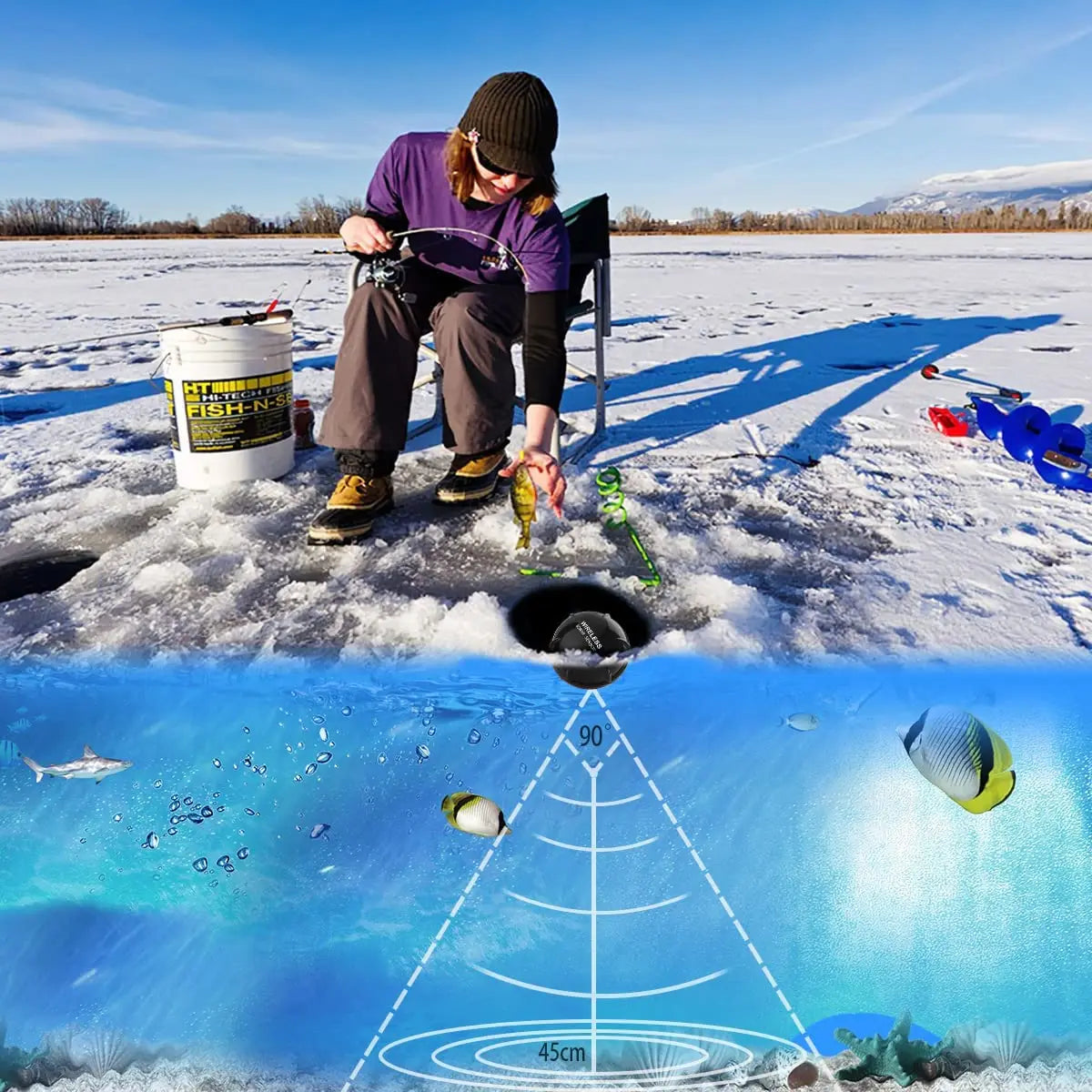 Trådløs fiskefinner – bærbar ekkolodd og fiskedetektor