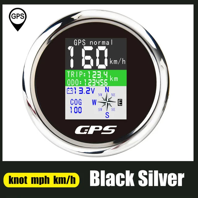 85 mm GPS-speedometer med justerbar tripmåler, voltmeter og TFT-skjerm – for båt, bil og påhengsmotor.