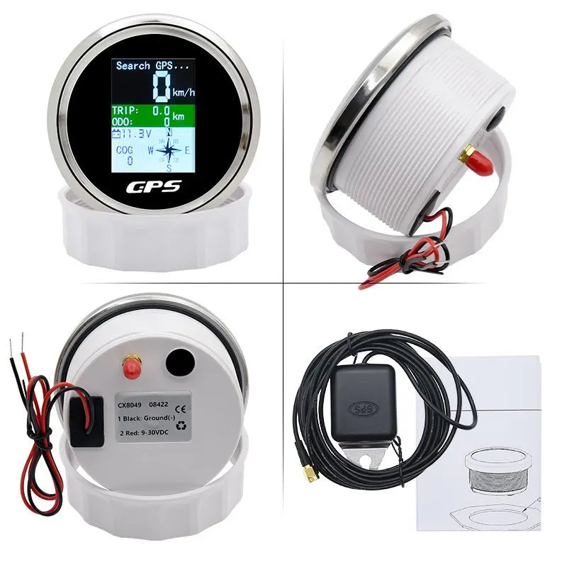 85 mm GPS-speedometer med justerbar tripmåler, voltmeter og TFT-skjerm – for båt, bil og påhengsmotor.