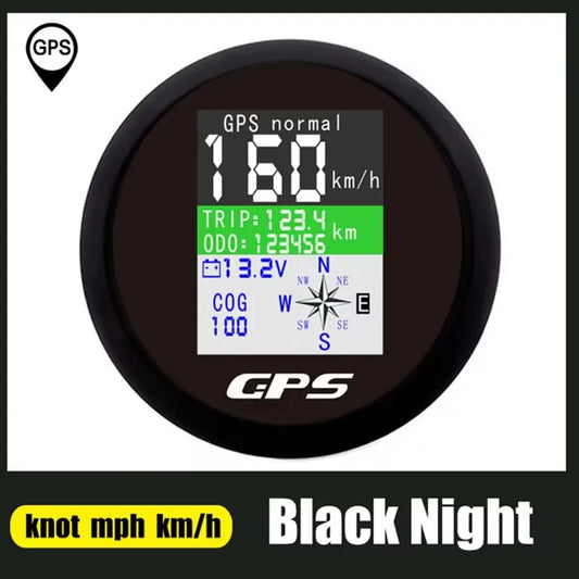 85 mm GPS-speedometer med justerbar tripmåler, voltmeter og TFT-skjerm – for båt, bil og påhengsmotor.
